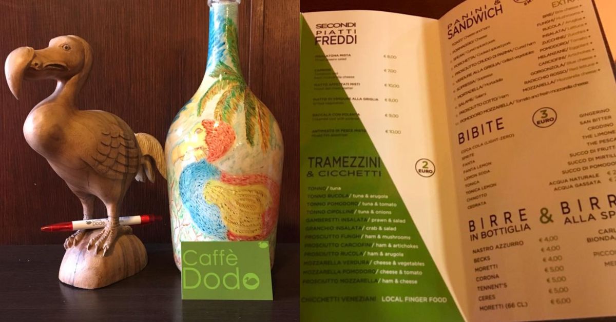 Dodo menu in Italian and English