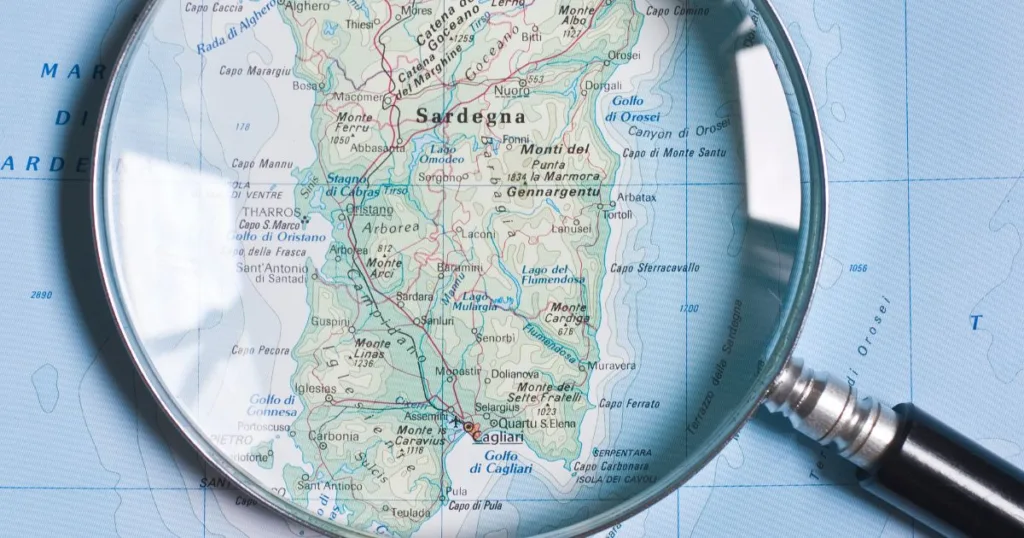 Sardegna on a map