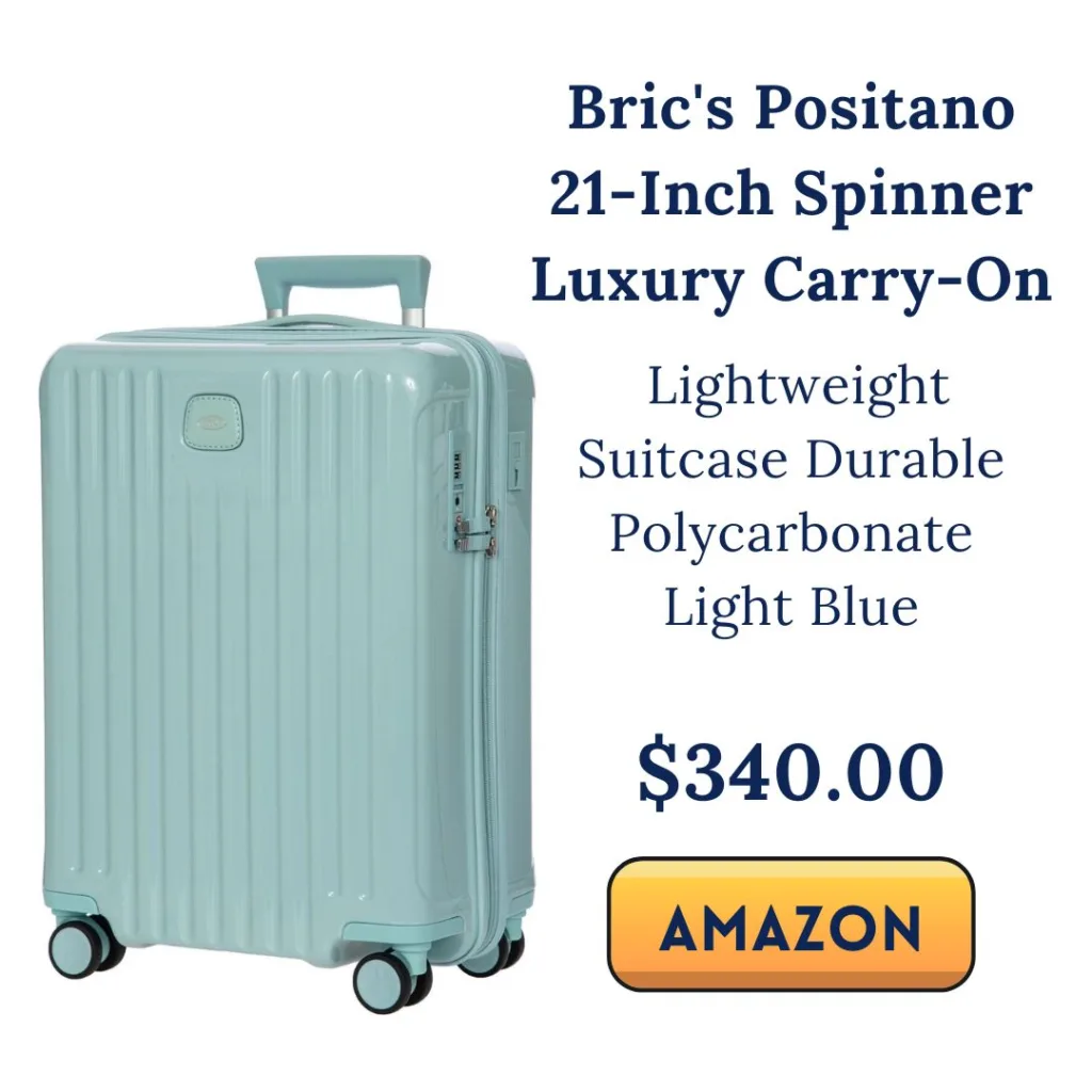 Bric's Positano 21-Inch Spinner - Luxury Carry-On Luggage With Spinner Wheels - Lightweight Suitcases Made From Durable Polycarbonate - Comes with Protective Cover - Light Blue