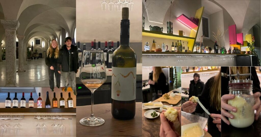 Victoria and Giulio at Cantina Martinelli in Mezzocorona - wine tasting and butter-making at Best Winery In Trentino Alto Adige